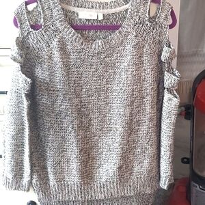 RD Style Sweater Cable Knit Cut Out Cold Shoulder  Sweater Sz M
